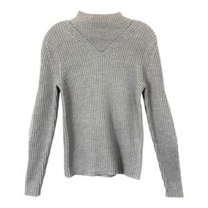 COS Exaggerated Elbow Ribbed 100% Wool Sweater in Grey XS 0/2